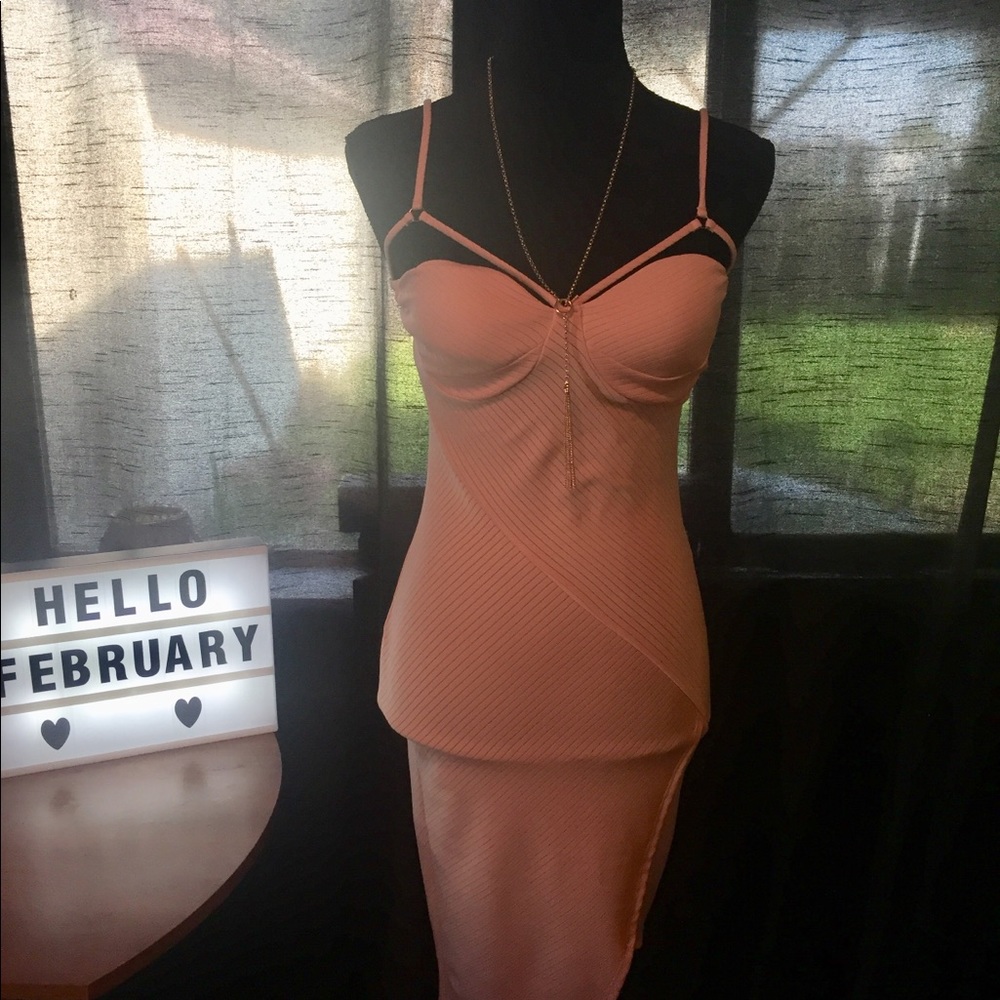 Fashion Nova A-symmetrical slit dress